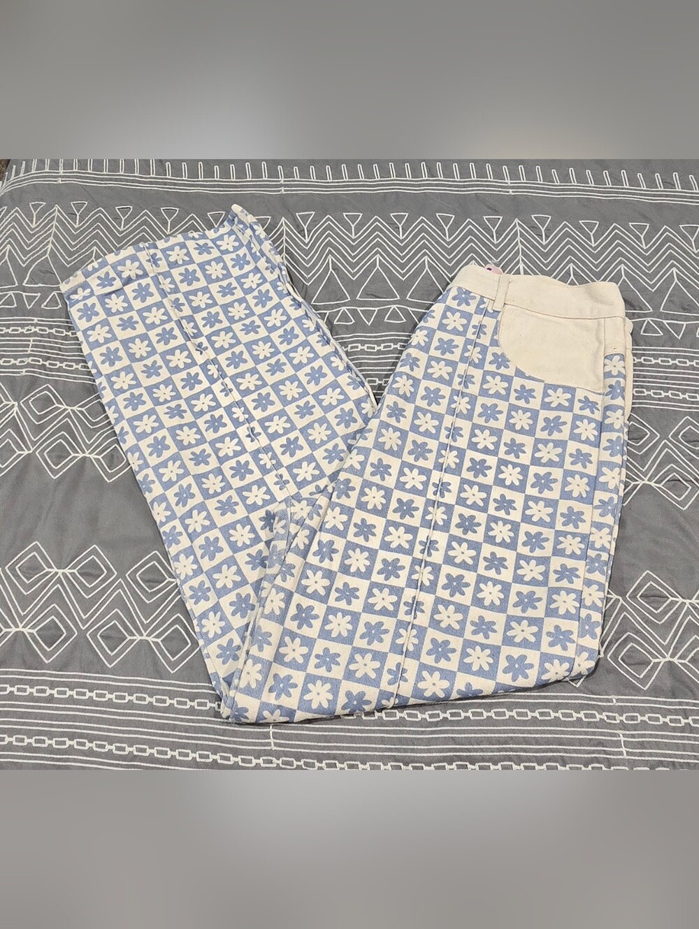Lisa Says Gah Robyn High Waisted Straight Leg Daisy Checked Jeans Size 31